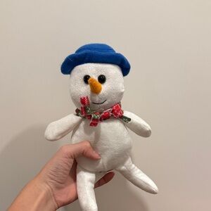 White Snowman Plush with Blue Hat
